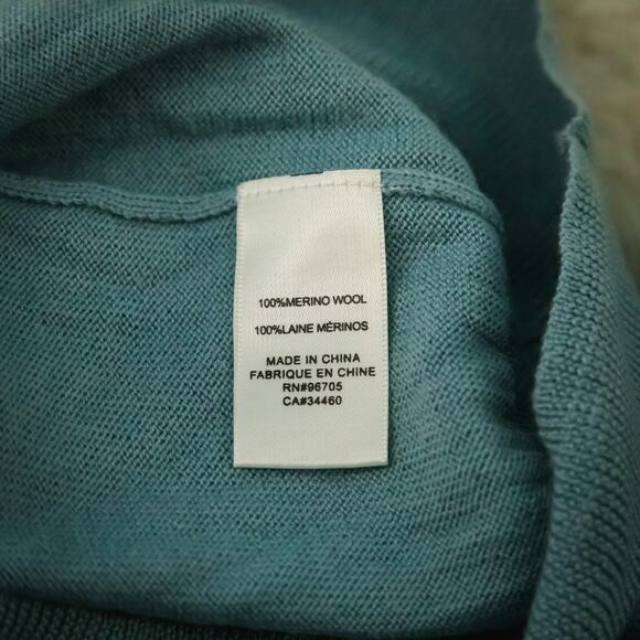 Rebecca Taylor Size XS Blue Mock Ruffle Neck Long Sleeve Merino Wool Sweater - Picture 7 of 9